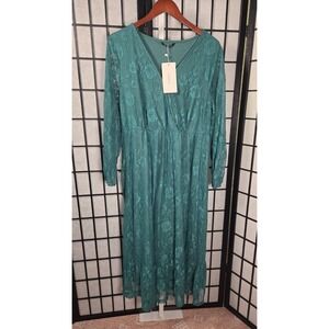 BloomChic Floral Lace Midi Dress Green Size 12